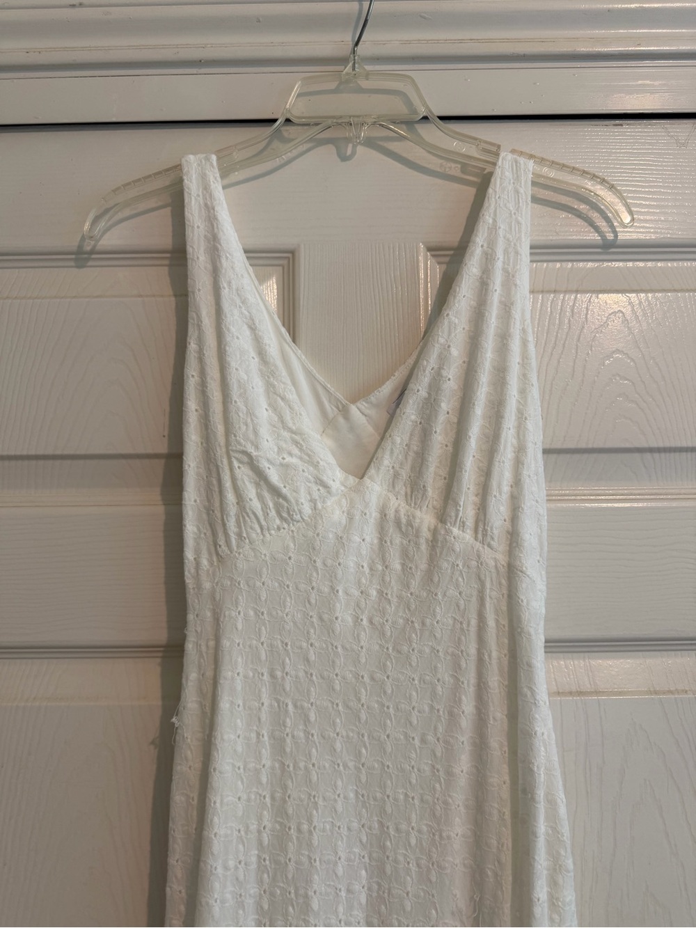 Princess Polly White Eyelet V-Neck Midi Dress
